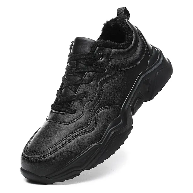 Men's Black Chunky white sneakers - Waterproof PU, Warm