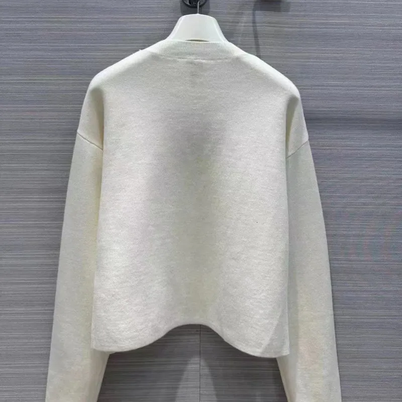 Damen Pullover Herbst Langarm Strick Top High-End Strickwaren schlank Pullover Mantel Damen Designer Pullover Frau weiß dünn_voghion.com