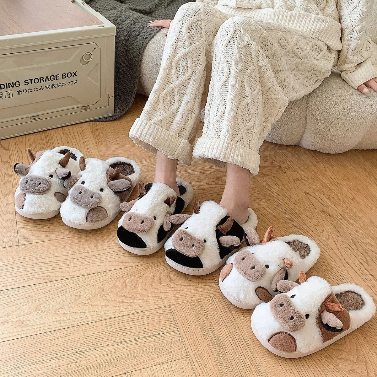 Cane Pantofole Con Pupazzi Mucca Pantofole Con Peluche Mucca