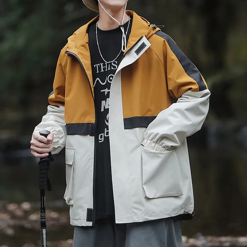 240902 Mens Hooded Jackets Outdoor Sports Windbreaker With Zipper