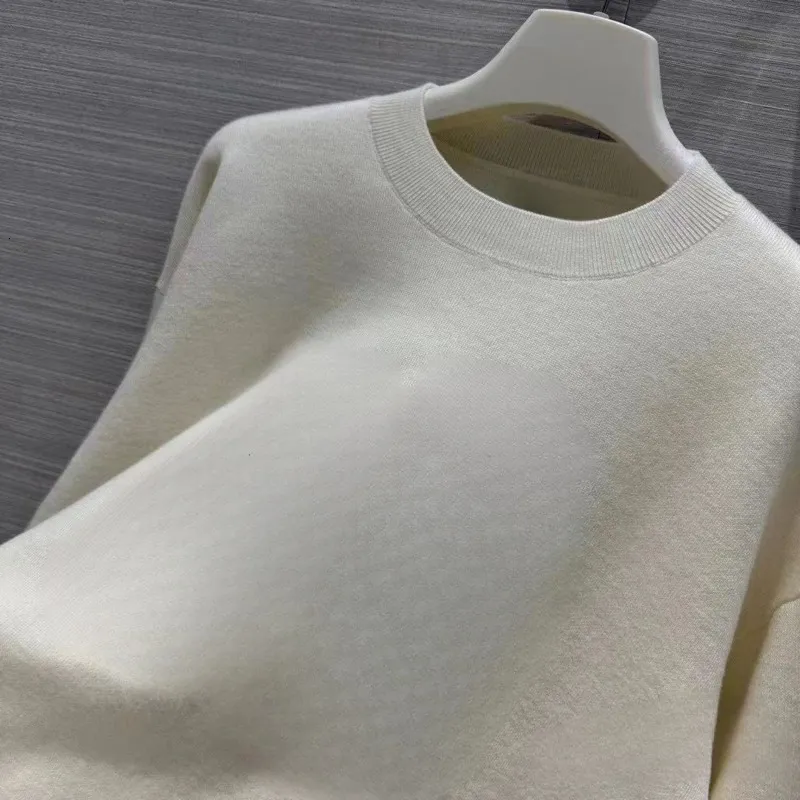 Damen Pullover Herbst Langarm Strick Top High-End Strickwaren schlank Pullover Mantel Damen Designer Pullover Frau weiß dünn_voghion.com