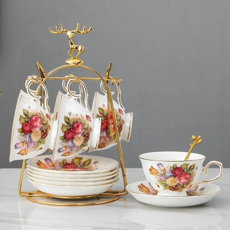 POWDONUNT Vintage Floral Porcelain Tea Cup and Saucer Set...