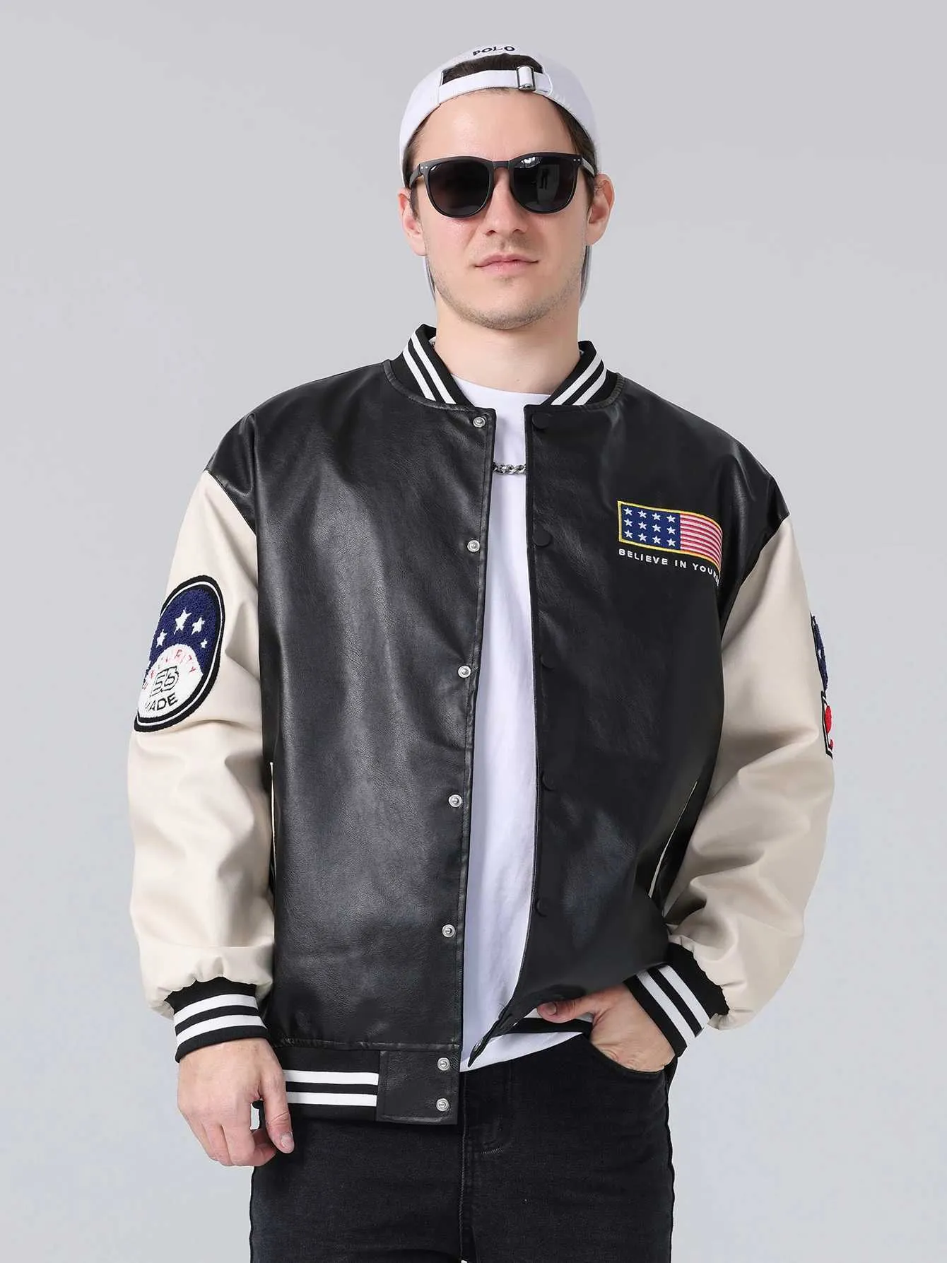 Vintage Varsity Jacket: Premium Quality Mens Leather Sleeve
