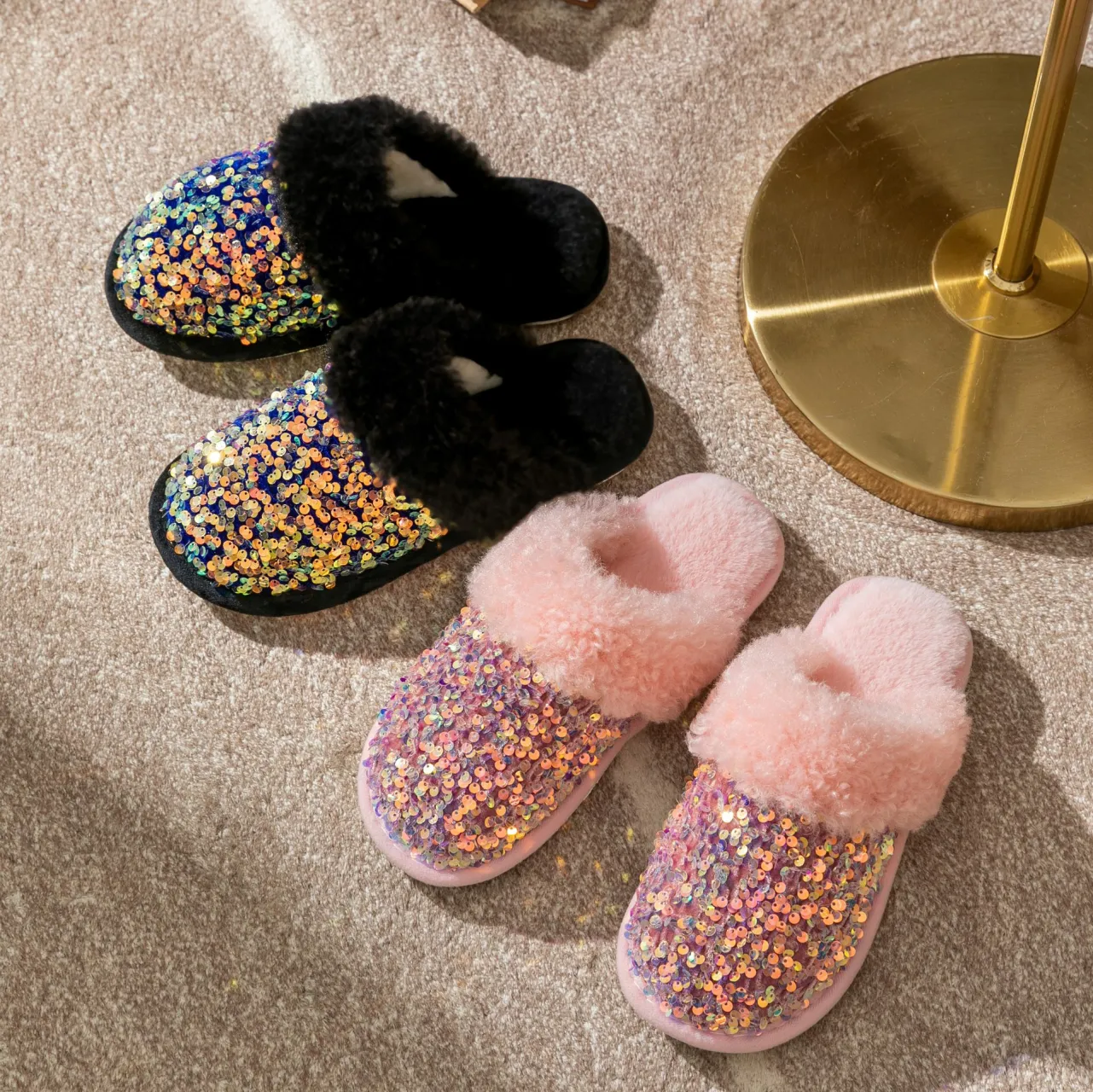 Pantofole Da Donna In Cotone E Peluche, Calde E Morbide, Suola TPR, Scarpe Da Interno Comode E Alla Moda