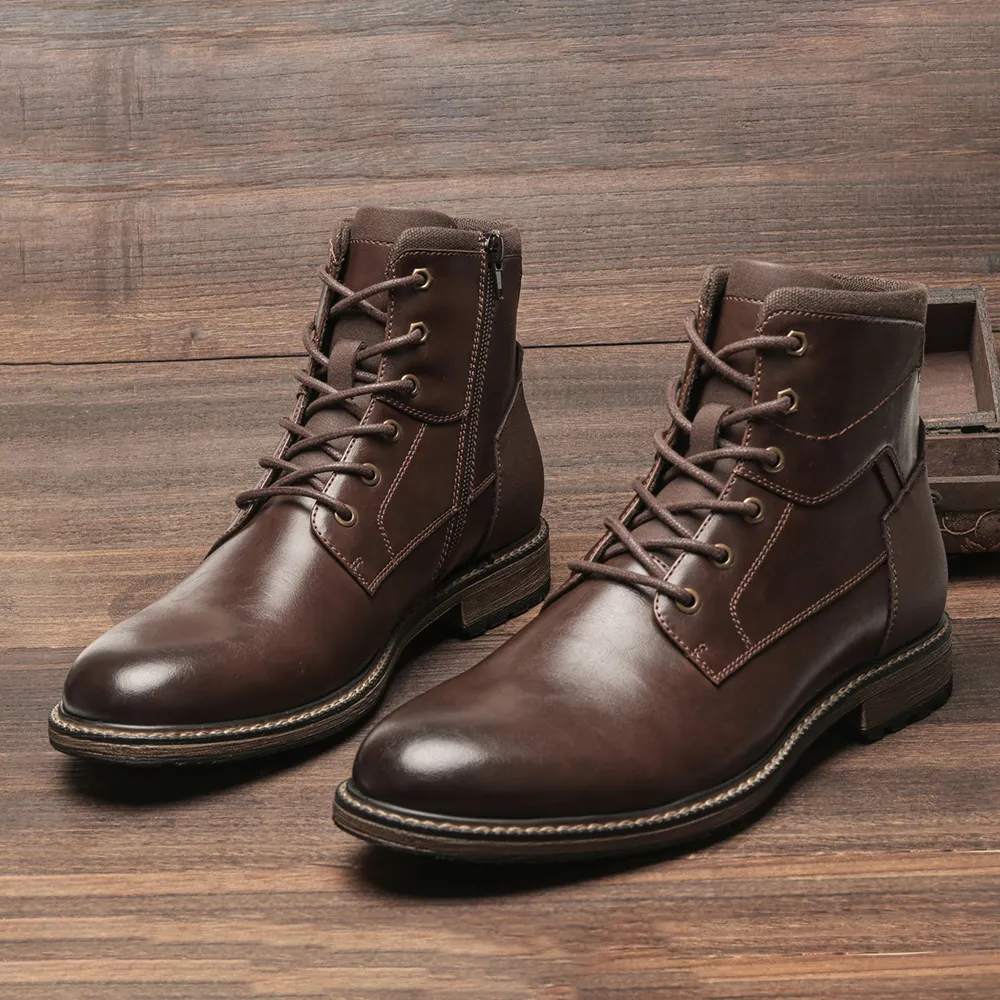 Mens Brown Ankle Dress Boots, Stylish Brown Leather Ankle  display picture 1
