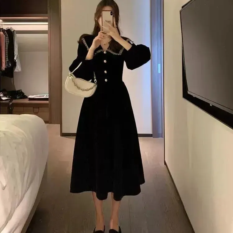 Black Long Sleeve Sparkle Dress Peter Pan Collar... From Charm_clothes,  $17.24 In Bulk | DHgate.Com