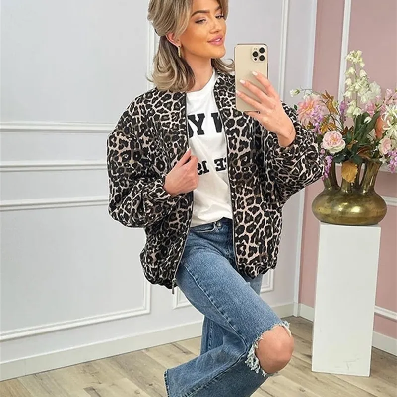 Retro Leopard Denim Jacket - Long Sleeve, Zipper Front - Shop Now