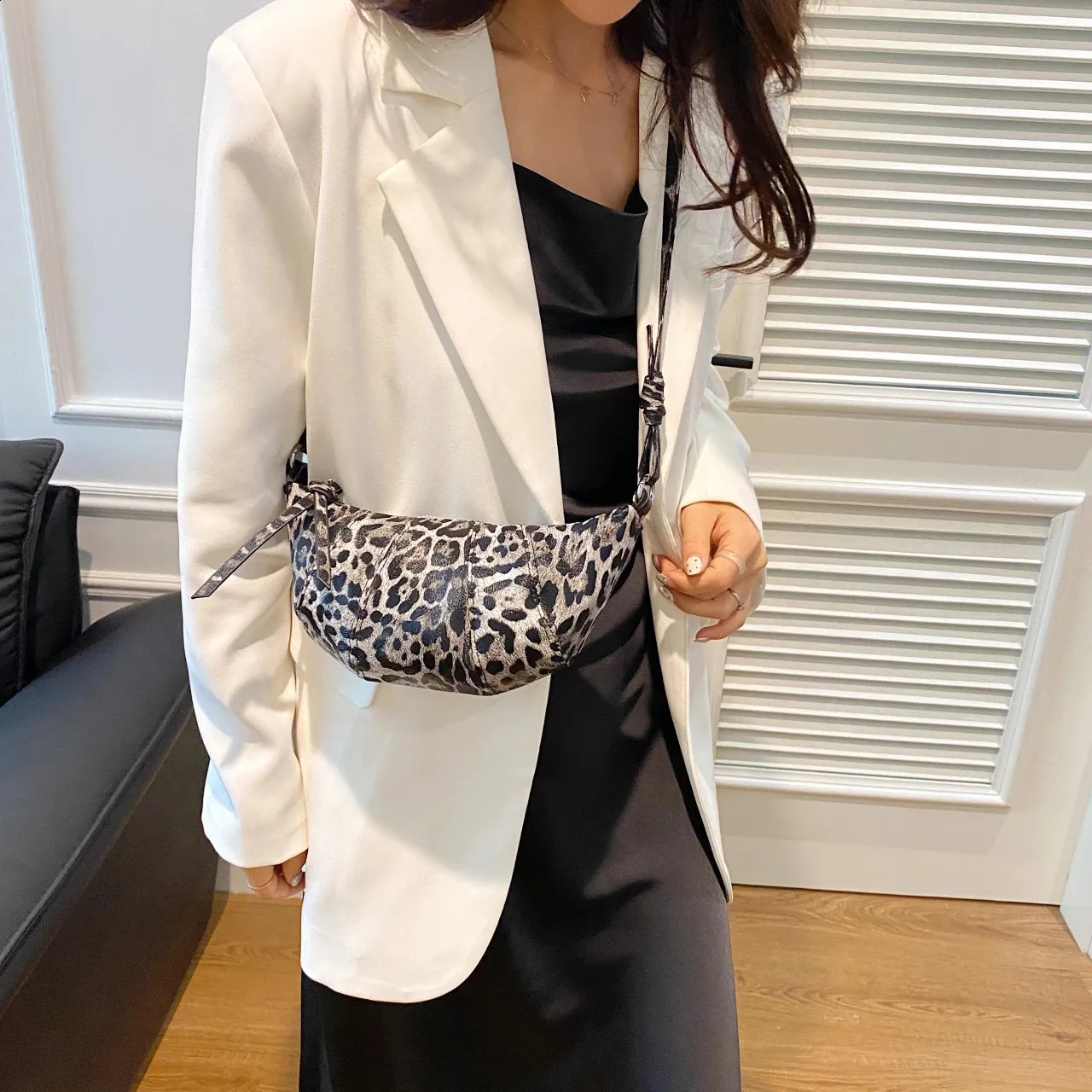 LEFTSIDE Y2K Spliced Leather Crossbody Shoulder Bag - Small