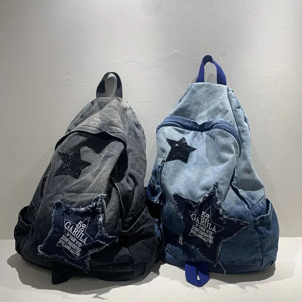 Stylish Gray. / blue Star-Patterned Backpack cute mini star backpack - TikTok Shop main image 3