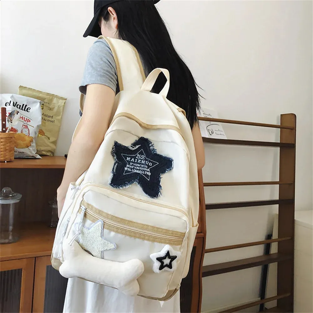 【韓国大人気】【ANOETIC】【2WAY Classic backpack】 Korean Backpack: Y2k Style Letter & Star Accent Backpack