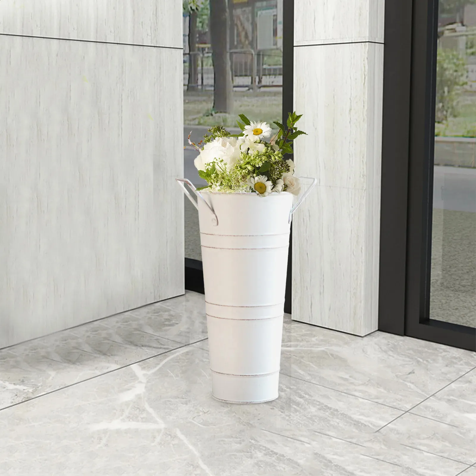 cheap vase to go around patio umbrella Tbpro Planter 2pcs Umbrella Planter Gray 11.41 * 11.41 * 4.72 inch Weatherproof with Drainage Holes Half-Circle Planter Pots with Umbrella Rod Hole for Patio Table : Patio, Lawn & Garden to 1.9 in Pellebant 30 lbs. Round Concrete