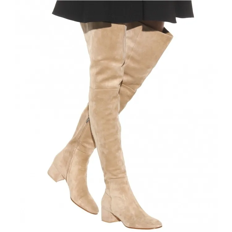Over the knee suede boots low heel sale