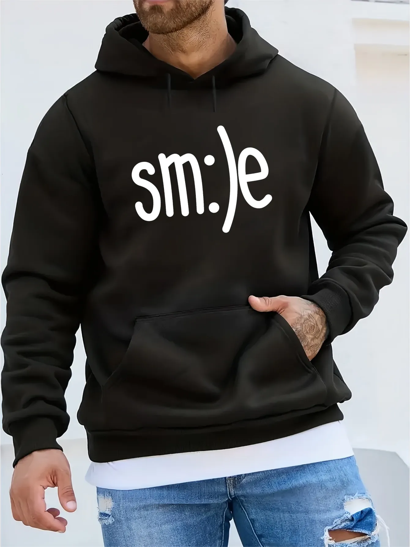 Mens Comfy Hoodie with Kangaroo Pocket Soft Fleece Long Sleeve