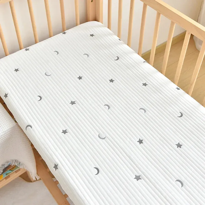 Cotton Baby Fitted Crib Sheet for Boys and Girls Soft Quilted Mattress Cover Diaper Protector Bedding Set 60x120 70x130cm 2024
