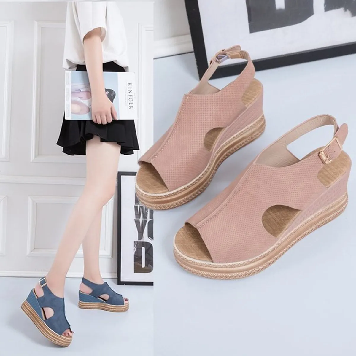 Women's Casual Comfort Wedge Heel Platform Sandals Summer Dress Footwear Free Shipping_voghion.com