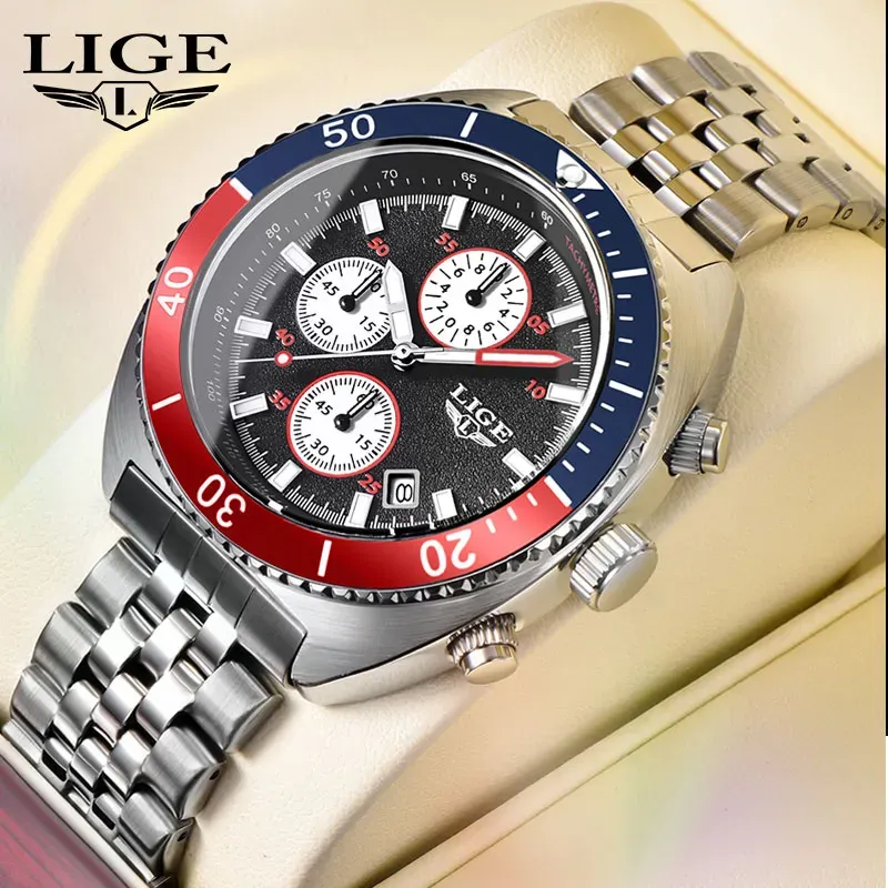 Save Big on Bulk Lige Mens Watches LIGE Top Brand Luxury Mens Watches  Business Quartz Watch For Men Casual Sports Waterproof Military Chronograph 