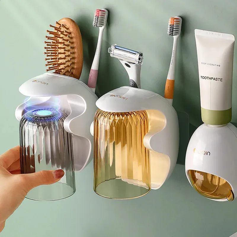 Premium Magnetic Toothbrush & Toothpaste Holder - Wall Mounted Storage ...