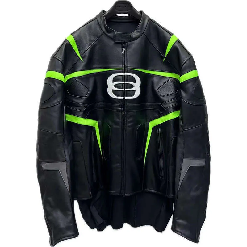 Unisex 3D Leather Hooded leather jacket with Protective Features