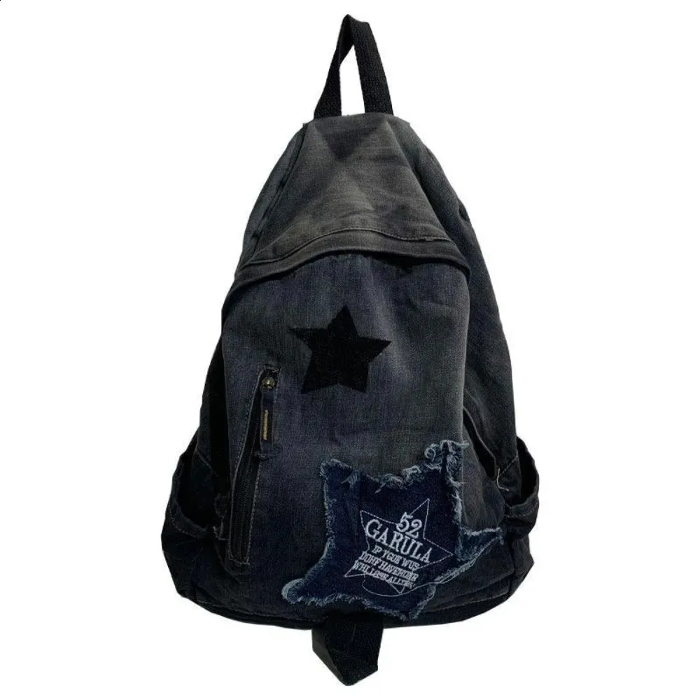 ★AEAE★ OUT POCKET DENIM BACKPACK [BLACK] Black Denim Backpack | SpacePanda