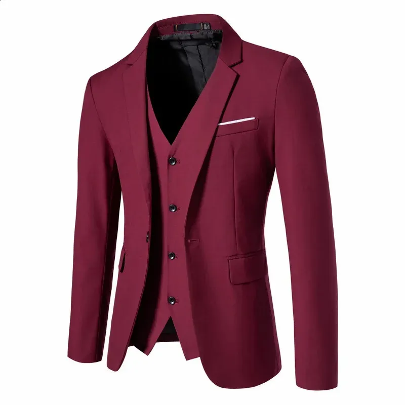 Mens Slim Fit Two-Piece Suit: Blazer & Vest - England Style