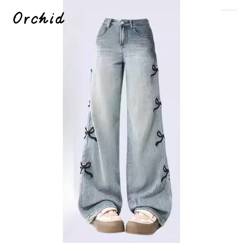 Y2K Sweet Baggy Womens Blue Denim Wide Leg Trouser Jeans Y2K Sweet Baggy Womens Blue Denim Wide Leg Trouser Jeans