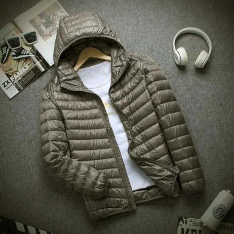 二つセット Autumn Lightweight Down Jacket Mens Fashion Hoodie Mini