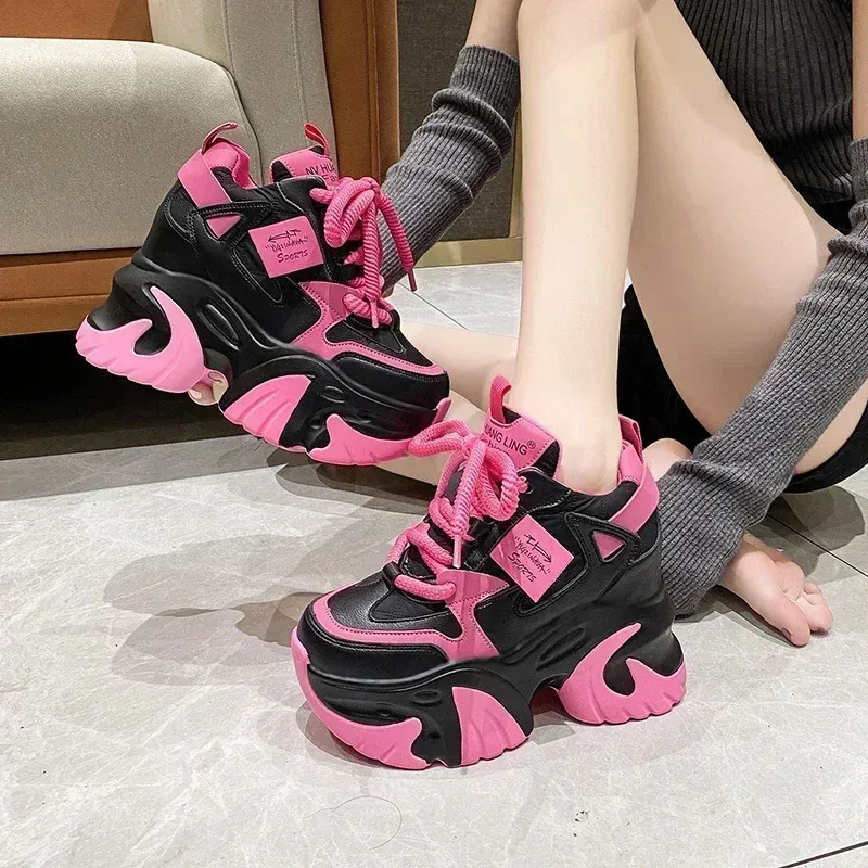 2023 Women's High Platform white sneakers with Thick