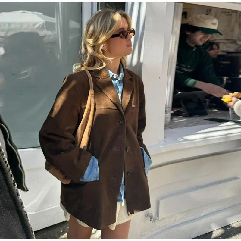 Veste Bomber Femme En Faux Daim - Blouson Aviateur Mi-saison, Style Casual élégant