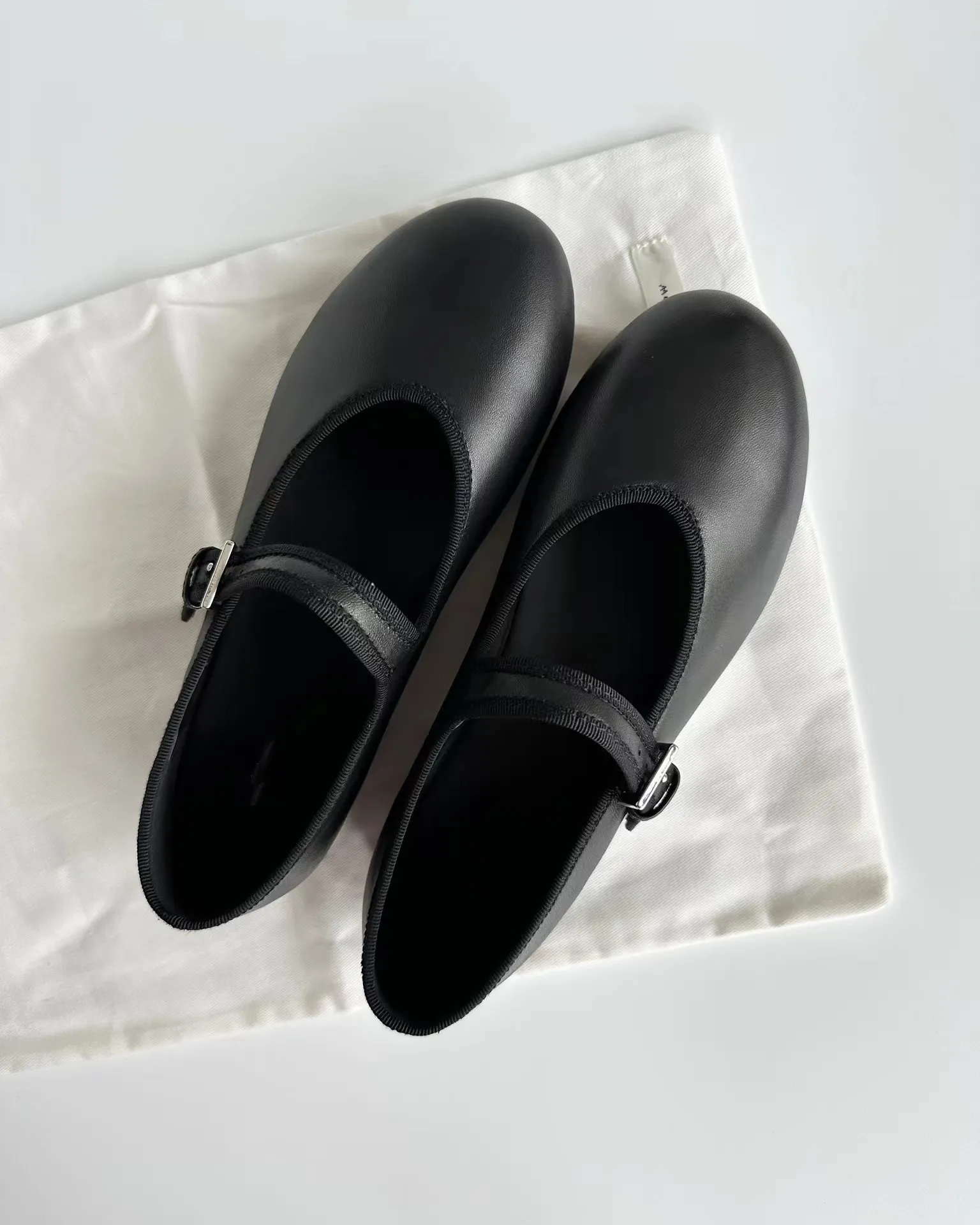 Women Mary Jane Flats with Buckle Strap, Fabric Upper and Genuine ...