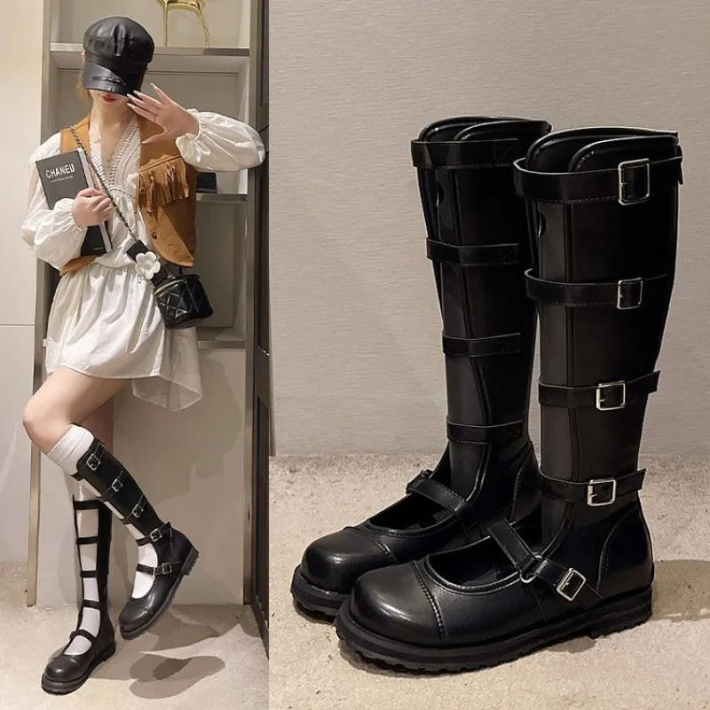 Square Heel Thigh High Boots Summer Style, Belt Buckle Shop Now!