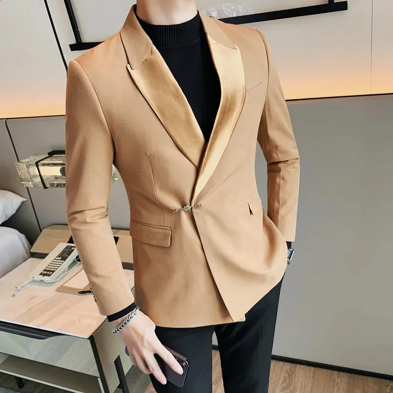 Mens Slim Blazer, Autumn Winter Formal Tuxedo Jacket: Plus Size