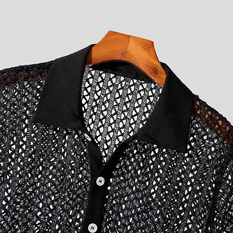 fishnet button up shirt