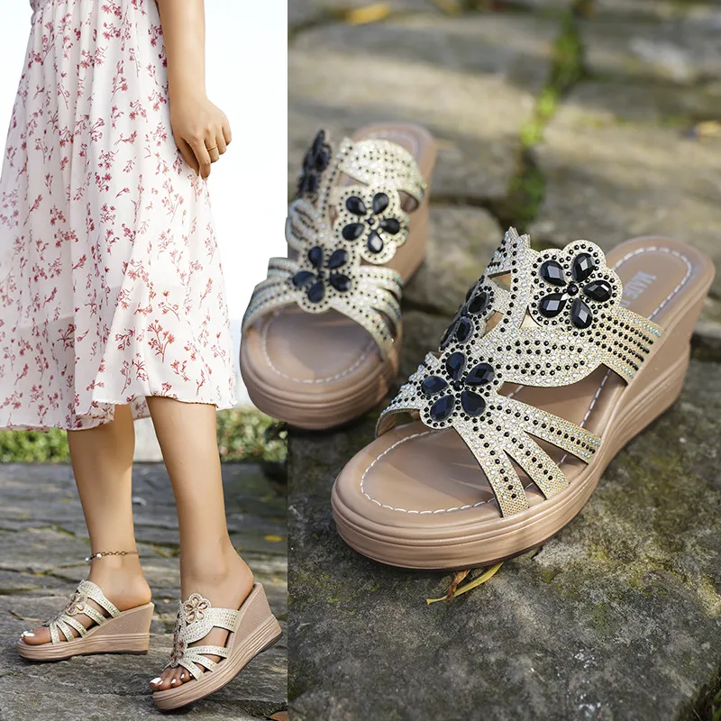 Glitzy wedge sandals outlet