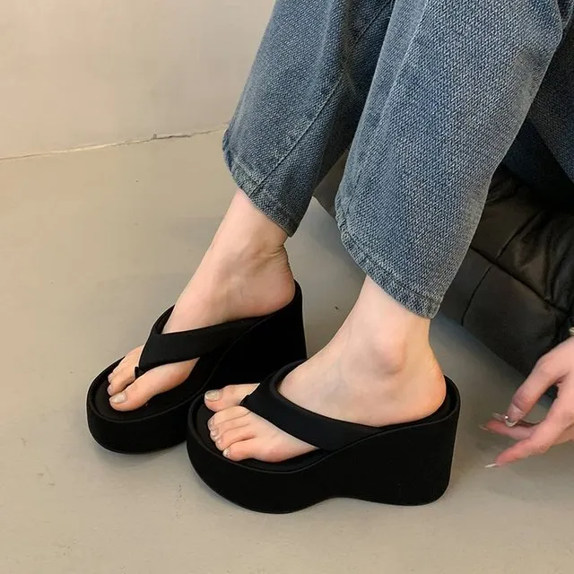 Candies Slip On Shoes Ladies Summer Flip Flops Slippers Wedge