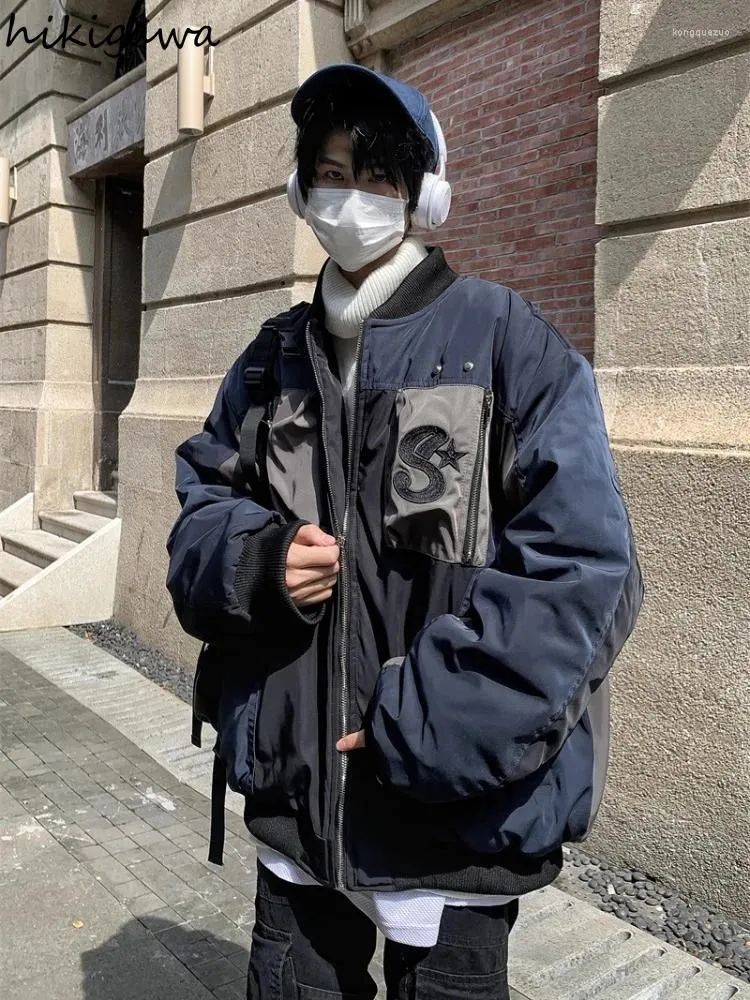 【KING SIZE】wide silhouette wool jacket Womens Oversized Vintage Contrast Color Stand Collar Jacket