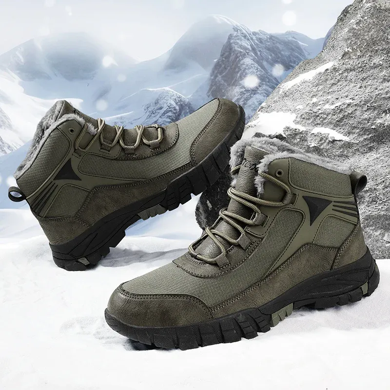 Mens Waterproof Plush Winter Hiking Boots - Thickened  display picture 1