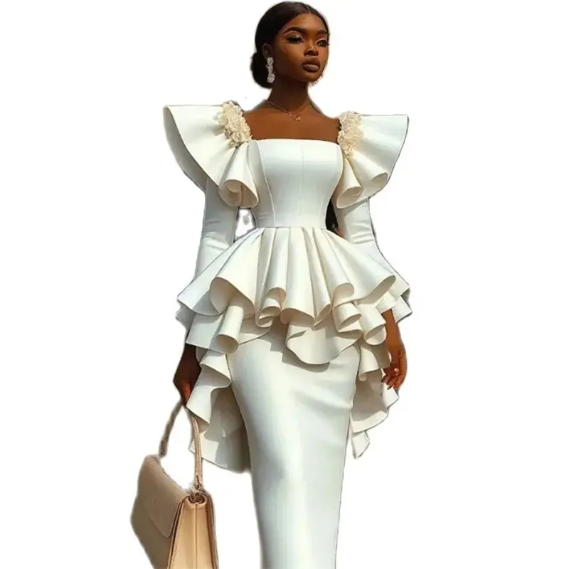 Abiti Da Ballo Corti Ragazze Nere: Abito Midi Arruffato A Maniche