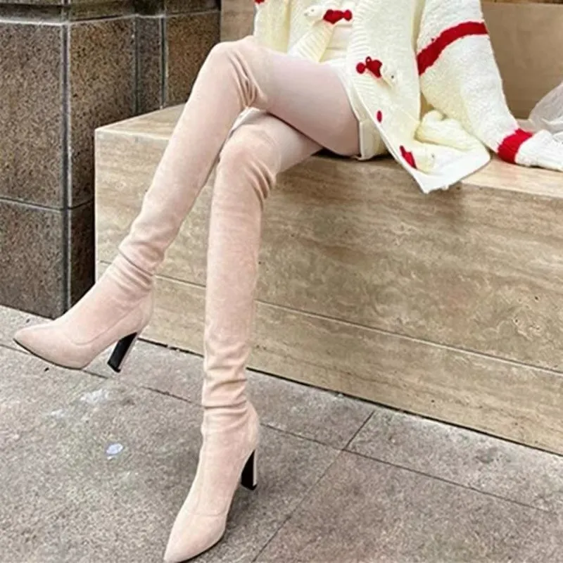 Nude high heel boots online