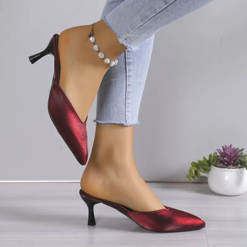 knee length dresses for ladies Peerage Darcie Women's Wide Width Dress Casual Leather Mules Red / 8 W