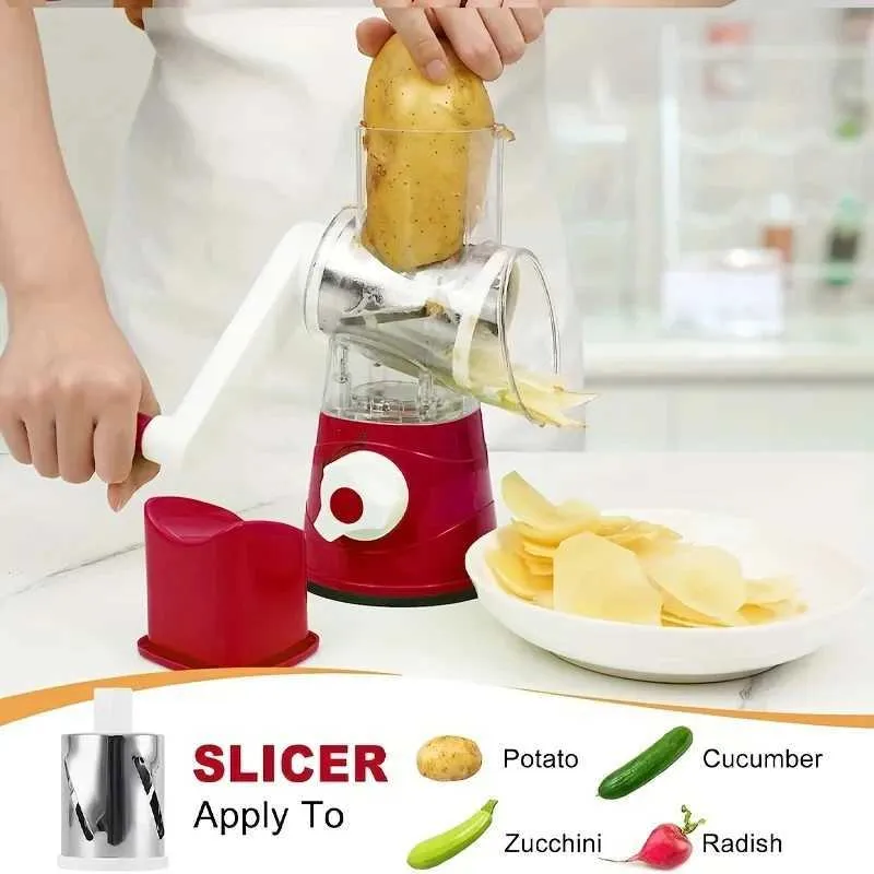 6-Blade Multifunctional Vegetable Cutter & Food Chopper - Stainless Steel Slicer With Container For Meal Prep (Style B)