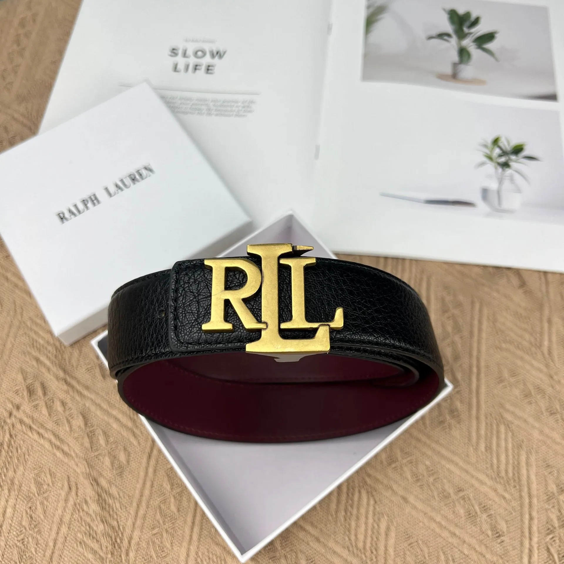 RLL Ralph Lauren Black Leather Belt with Gold Buckle Leather belt Lauren Ralph Lauren Black size XS International  main image 3