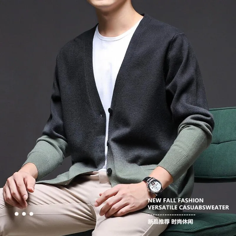 DHgate.com:Mens V-Neck Gradient Cardigan Sweater - Casual DHgate.com:Mens V-Neck Gradient Cardigan Sweater - Casual