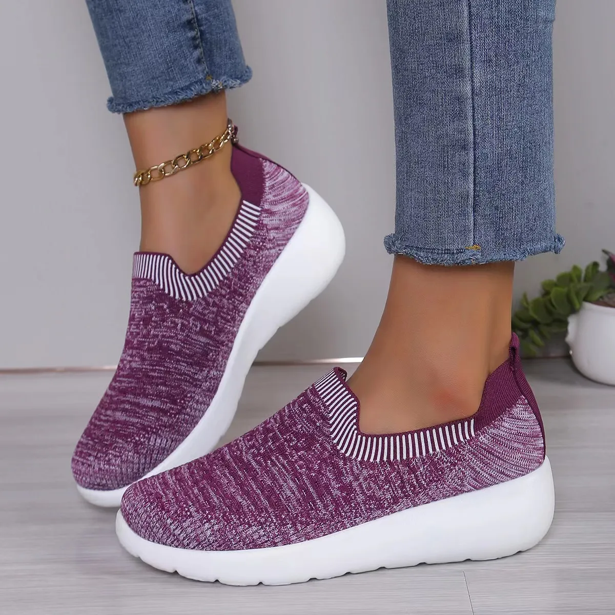 NWOT - HYPER ARCH MOTION - Purple Knit Slip-On Sneakers Amazon.com | Ivieicip Women main image 2