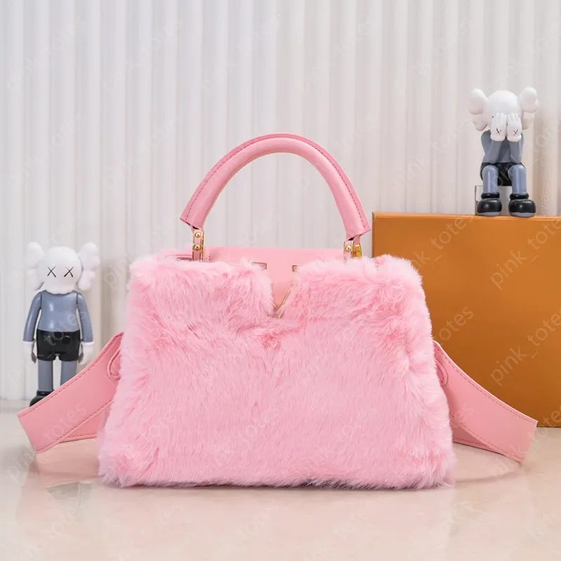 Designer Furry Handbag for Women Soft Rabbit Fur Crossbody Bag in 8 Colors