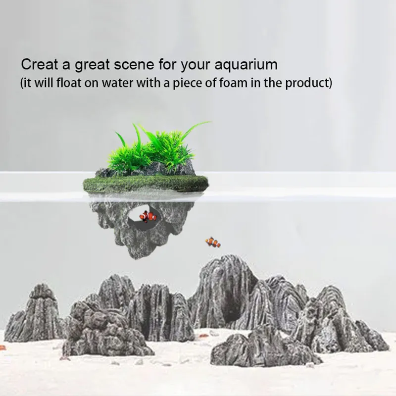 Picture Idea: Floating Aquarium Ornaments Creative Resin Island For Fish Tank Rock