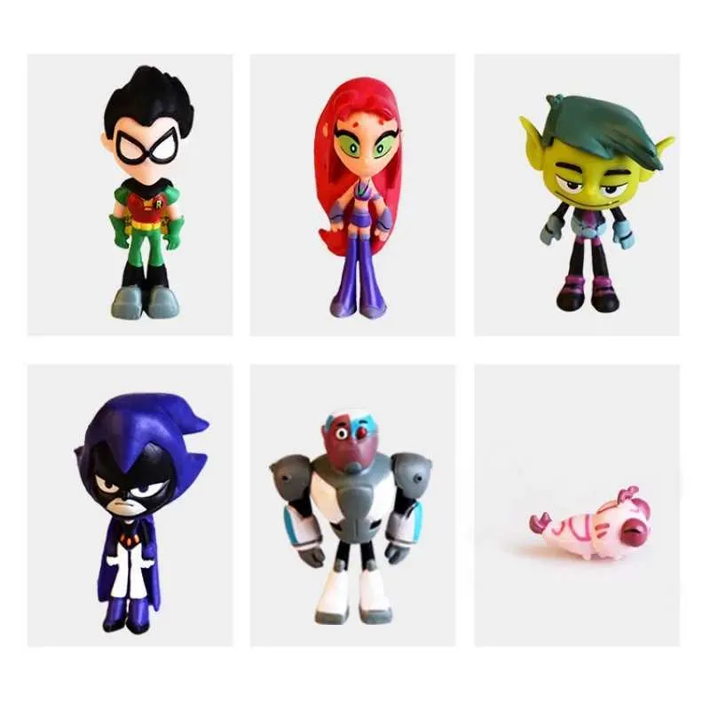 Handmade Teen Titans Go! Kawaii Character Toy Decorations Robin, Beast  Boy, Cyborg, Starfire, Raven Jinx