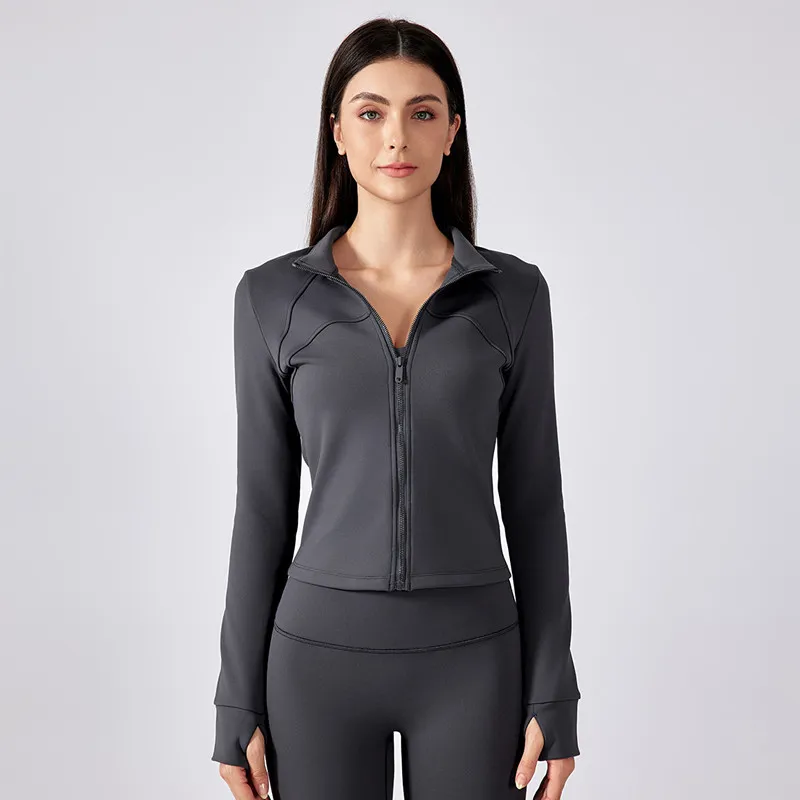 Workout Jackets: Womens Autumn Zip Up Sweatshirt Fitted Workout