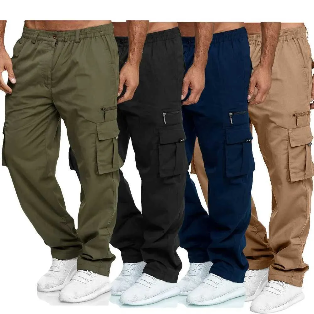 Men's Cotton Cargo Combat Pants – Side Elastic Waist, Roomy Pockets, Work & Casual Wear - View #6