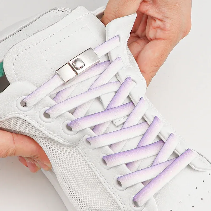 Save Big on Bulk No Tie Shoelaces No Tie Shoe Laces Press Lock Flat Color  Gradient Elastic Shoelaces Without Ties Shoelace Rubber Bands For Shoes