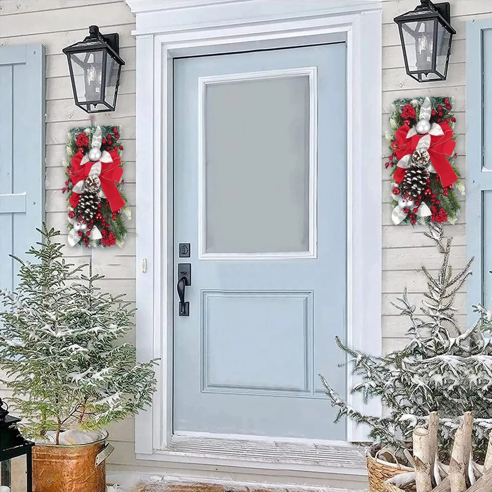 Wraeth Stairs Artificial Rattan Wreath For Stair Perfect Outdoor Christmas Baubles ...